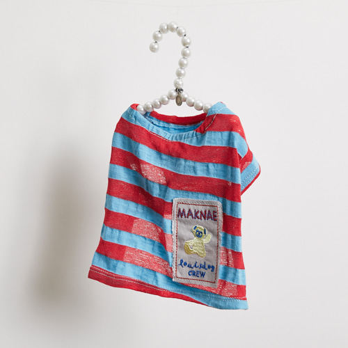 燕子萌宠屋 韩国代购 louisdog 猫狗条纹背心 休闲短袖上衣