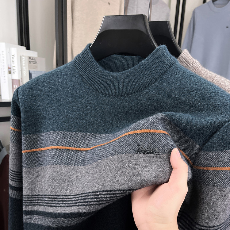 普通毛线圆领直筒型休闲风套头针织衫/毛衣