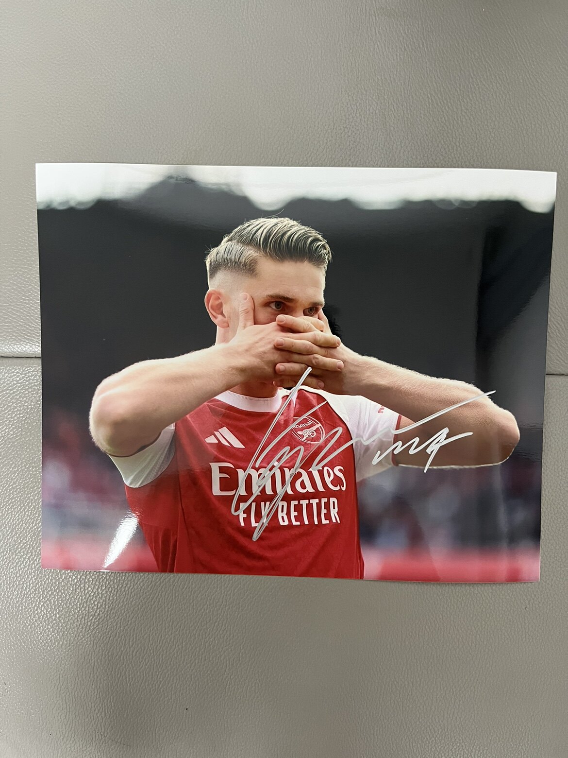 哲凯赖什亲笔签名十寸大照片  阿森纳球星