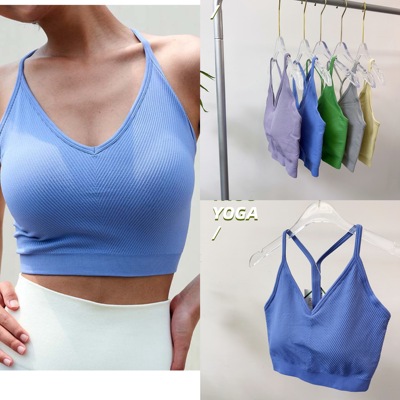 防震聚拢Y字美背运动内衣背心