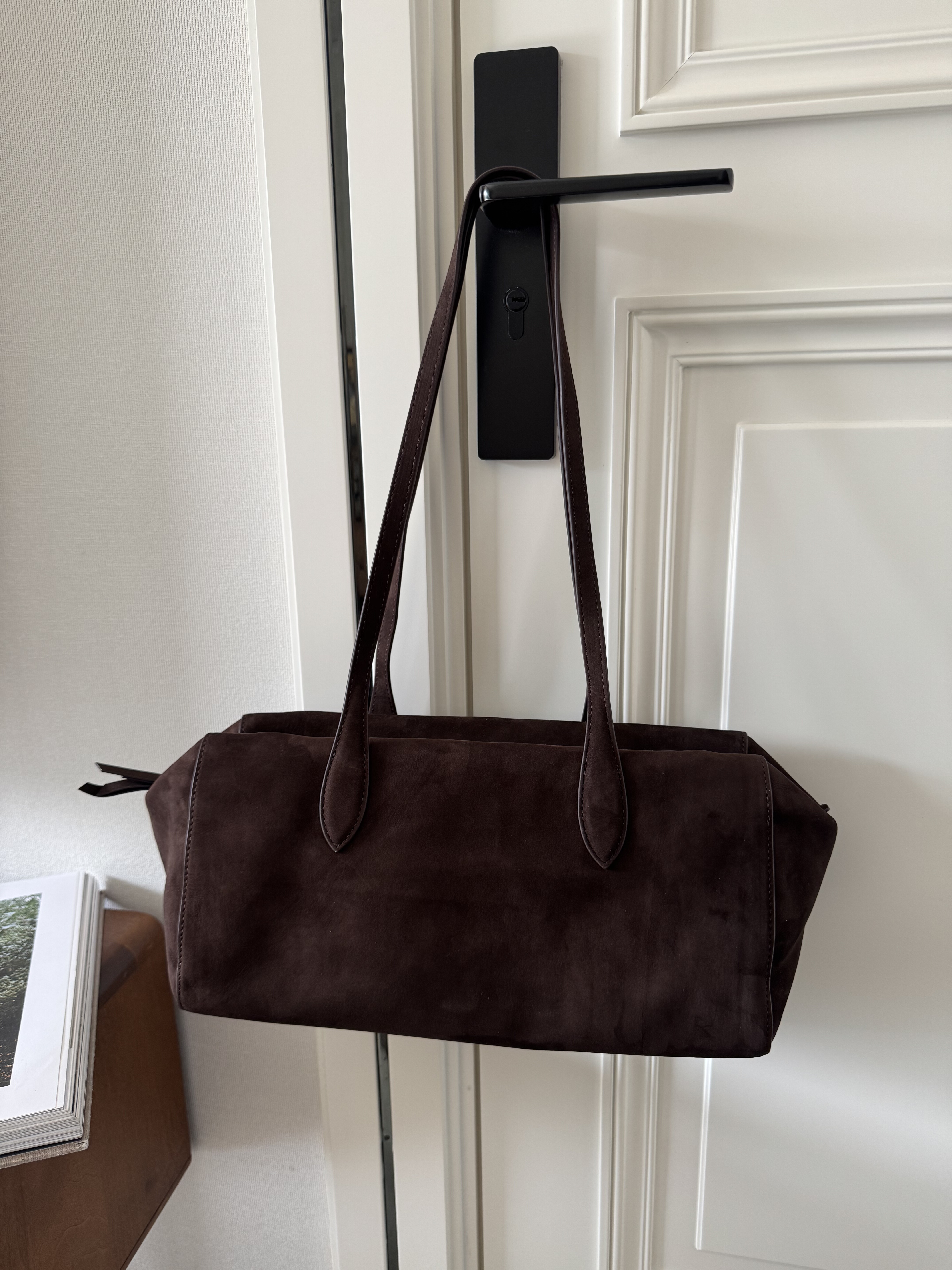 ZOEYLEE 秋冬麂皮质感棕色绒面真皮法棍包 单肩腋下头层牛皮女包