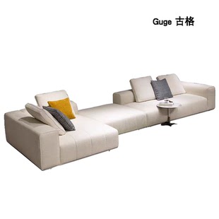 Guge 古格 | 意式古德曼大户型直排转角贵妃棉麻布艺钢琴键沙发