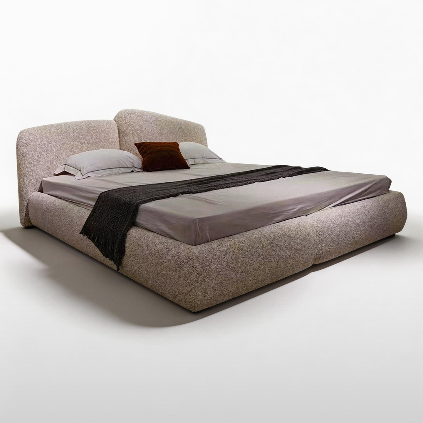 Guge 古格 | 定制岩石床高低现代简约个性设计师主卧奶油风软包床