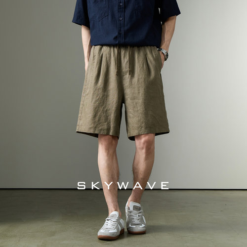 高级感100%亚麻休闲短裤男士2026夏季新款老钱风薄款透气五分裤