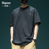 夏季 纯棉百搭体恤 T恤男潮牌ins宽松日系大码 基础款 260克重磅短袖