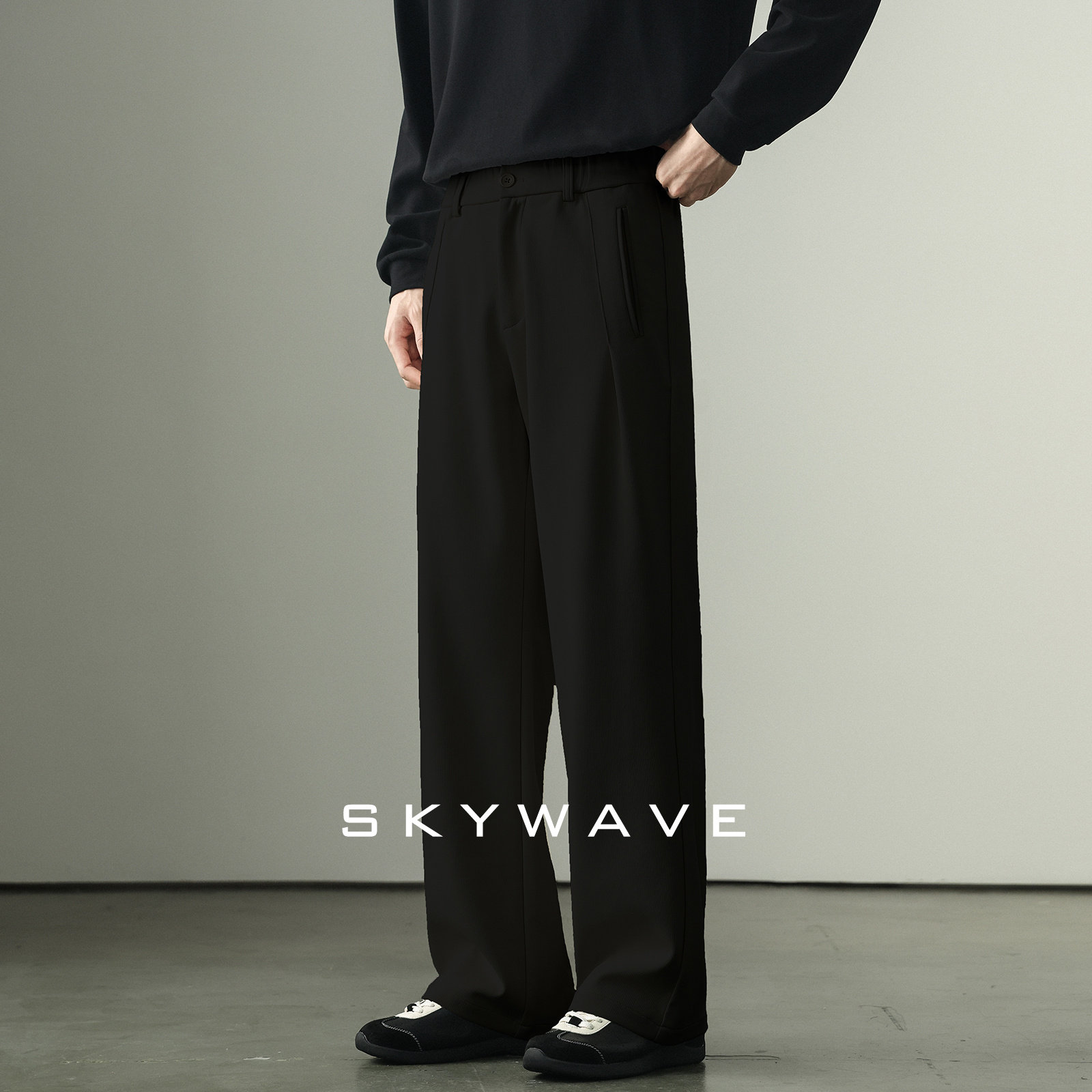 高端棉氨混纺肌理感直筒休闲裤男士加绒长裤垂感舒适通勤百搭西裤,男装,休闲裤,淘宝优惠券,粉丝福利购,淘宝优惠卷