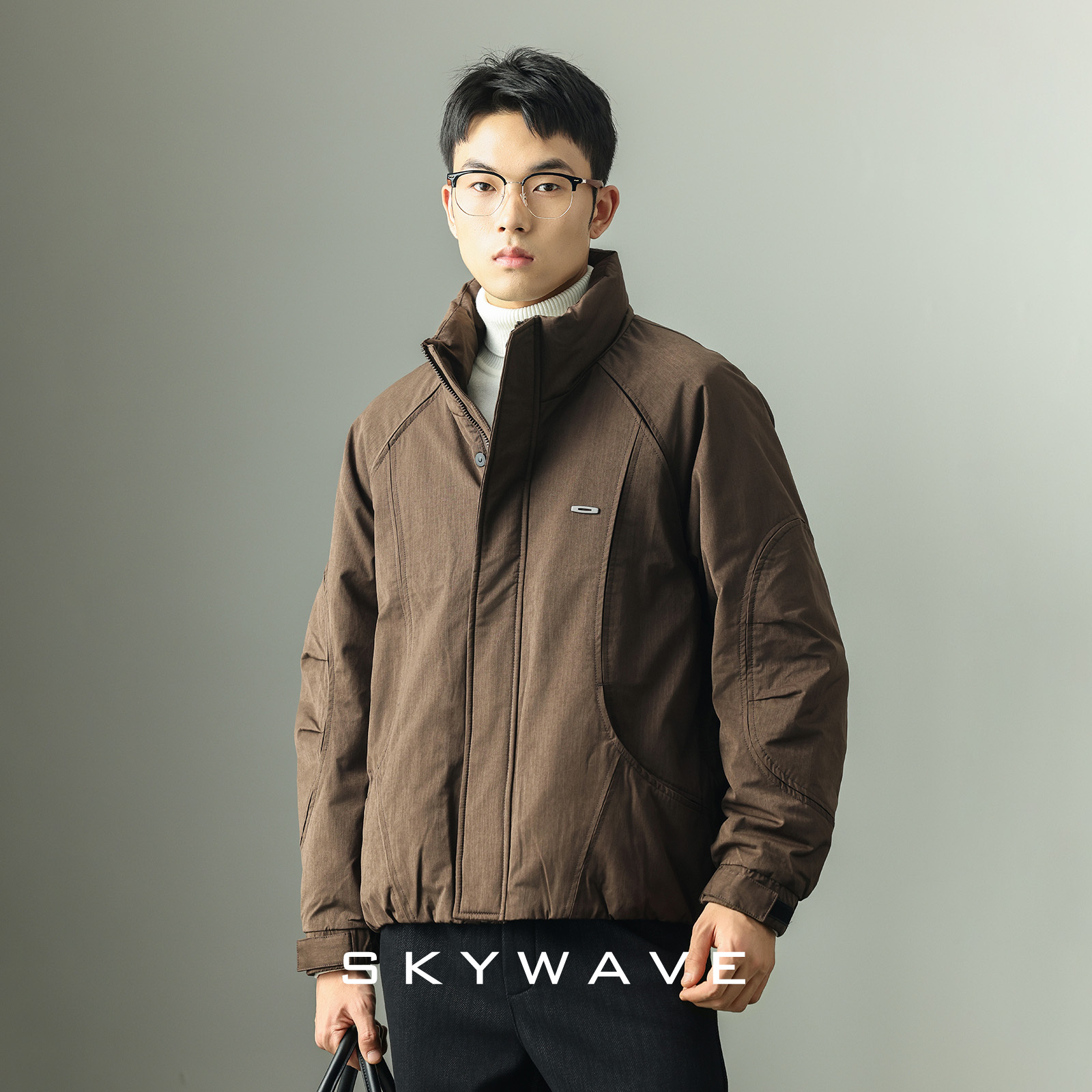 设计感几何拼接羽绒服男通勤百搭