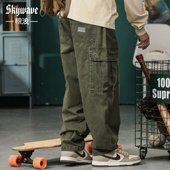 加肥加大锥形裤 日系复古工装 宽松大码 松紧腰多口袋休闲裤 裤 男新款