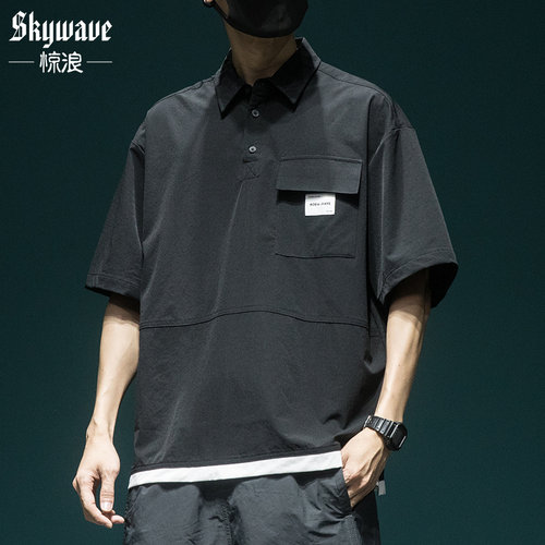夏季日系休闲短袖假两件POLO