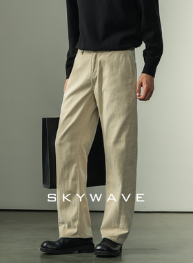 SKYWAVE高级感雪尼尔休闲裤男冬季加厚保暖宽松百搭直筒通勤长裤