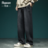 胖子直筒卫裤 美式 潮流垂感宽松大码 运动长裤 重磅水洗休闲裤 男新款