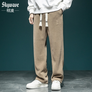 子直筒卫裤 潮牌运动长裤 男宽松大码 美式 胖子新款 春秋雪尼尔休闲裤