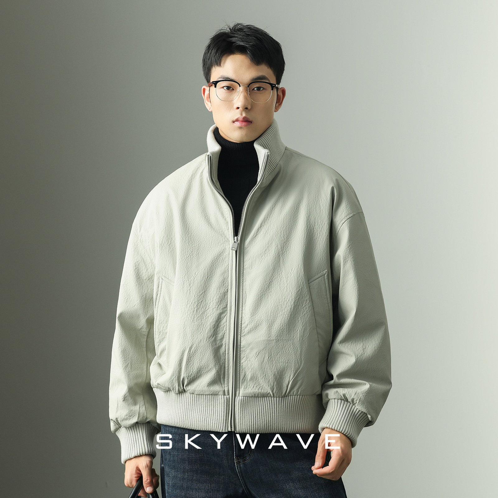 高级感纹理皮衣羽绒服男时尚百搭