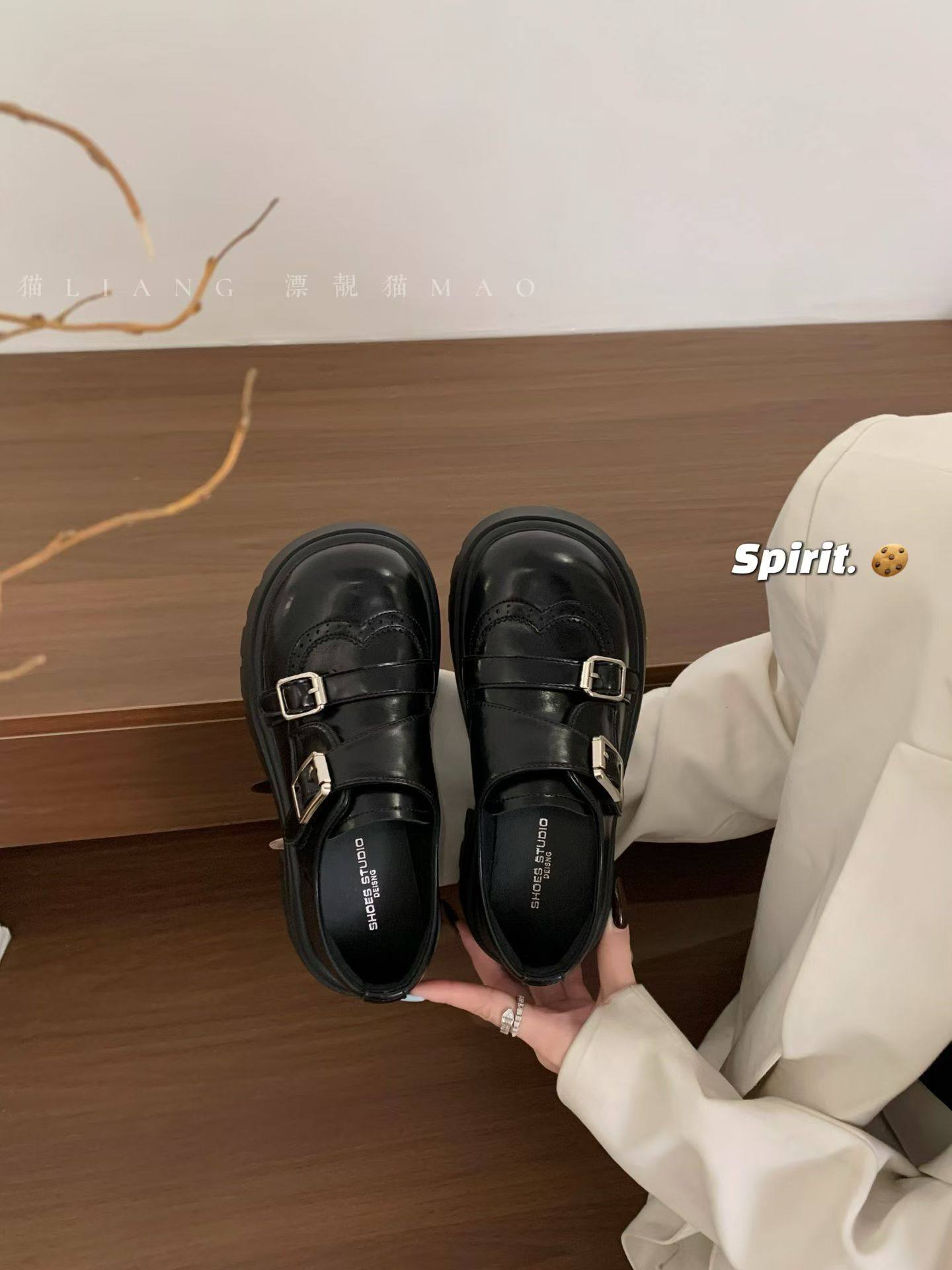 松糕厚底皮带扣乐福鞋女2026年新款英伦风加绒圆头百搭休闲小皮鞋,女鞋,乐福鞋（豆豆鞋）,淘宝优惠券,粉丝福利购,淘宝优惠卷