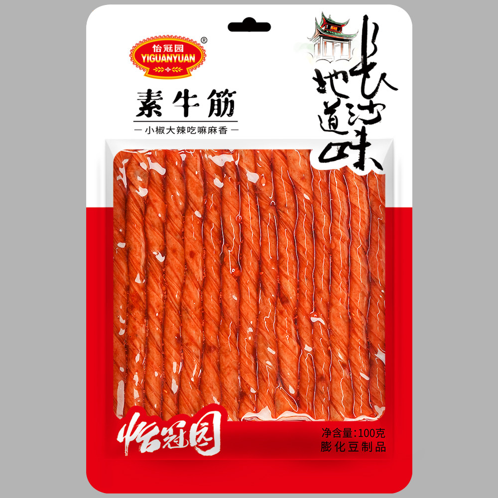 【怡冠园】100g素牛筋香辣豆制品麻辣辣条休闲零食厂家直销批发