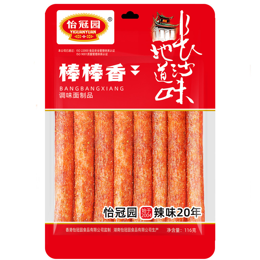 【怡冠园】116g棒棒香厂家直发商超同款辣条辣棒进货批发麻辣零食