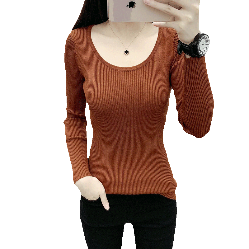 毛衣女2024新款春秋修身外穿内搭低领白色针织衫打底衫上衣秋冬装