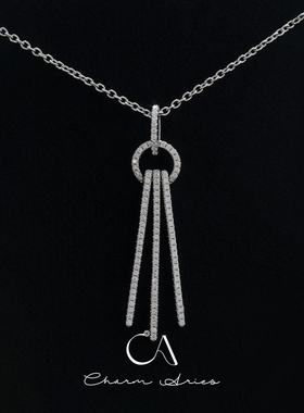 S925纯银女时尚高级长流苏项链