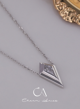 S925纯银锁骨链女几何菱形项链