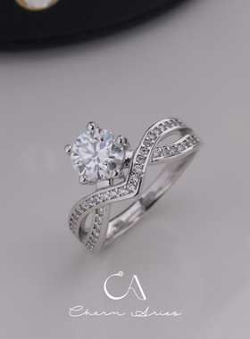 女生S925纯银高奢莫桑钻戒指