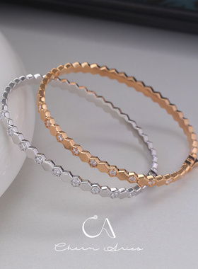 法式女生S925纯银蜂巢手环手镯