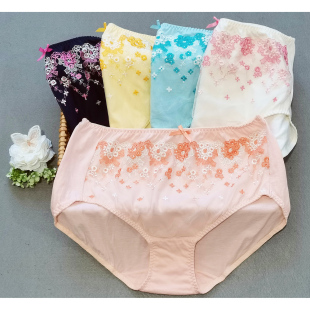胖MM中高腰 纯棉质舒适透气 K145 附蕾丝三角内裤 日单外贸三角裤