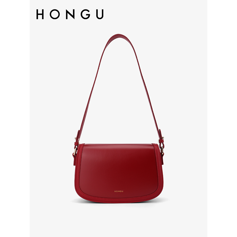 红谷女包百搭牛皮单肩包斜挎包