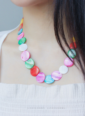 天然珍珠贝壳项链多层女表演道具