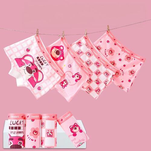 四条装新品女童卡通图案内裤儿童平角裤不夹屁屁可爱风高端短裤衩
