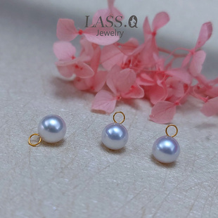 18K金极光天然真珍珠LASSQ正圆闭口吊坠3.1mm圈配耳环专用DIY耳坠