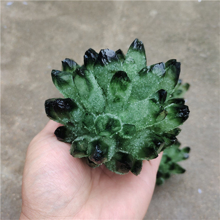 天然绿色水晶绿幽灵共生水晶簇原石原矿标本摆件消磁净化防辐射