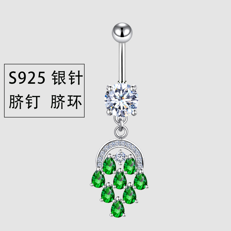 新款925银针短针脐钉脐环微镶钻欧美性感女神肚脐钉肚皮舞穿刺饰
