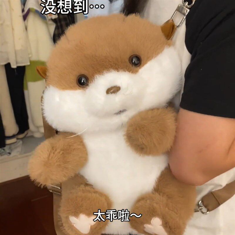 抖音同款可爱水獭背包狗双肩包会叫毛绒玩具会唱歌女生背包礼物