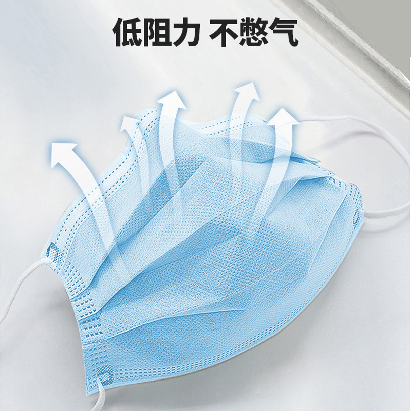 口罩一次性现货50只装男女防飞沫成人夏天薄款透气防尘三层囗 罩