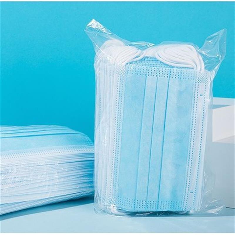 一次性口罩成人男女三层加厚含熔喷布3层1次性口罩蓝色防粉尘