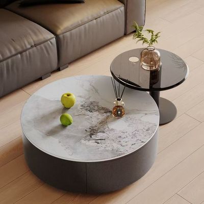 圆形岩板茶几客厅2024新款轻奢