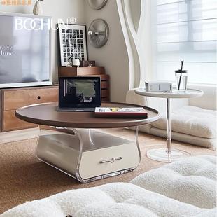 博纯奶油风茶几客厅家用亚克力创意法式复古圆形小户型新款果冻