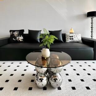 意式茶几设计师小户型不锈钢沙发高级圆形创意现代轻奢简约客厅