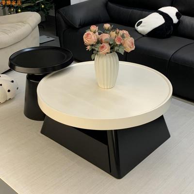 圆形黑白茶几客厅家用2025新款