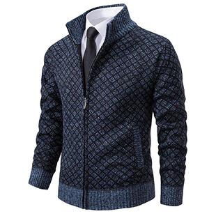 加绒开衫毛衣Men's Knitted Cardigan Coat Fleece Lined Sweater