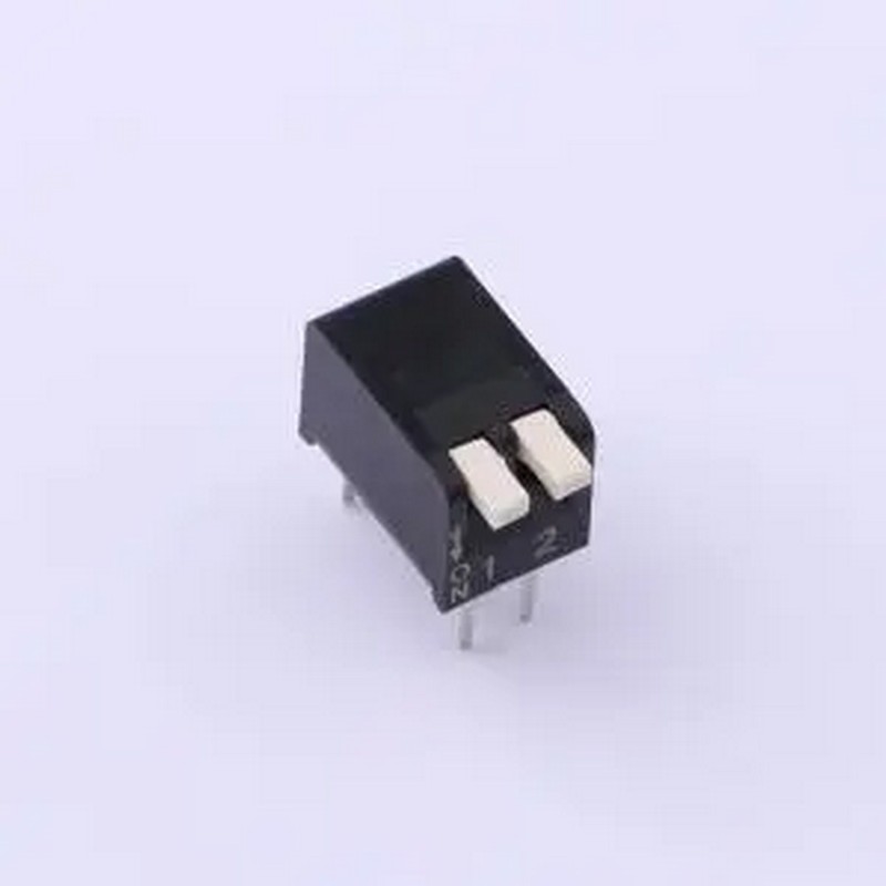 NPH02GK 2.54mm间距 2P琴键式 黑色侧拨开关 插件,P=2.54mm 拨码