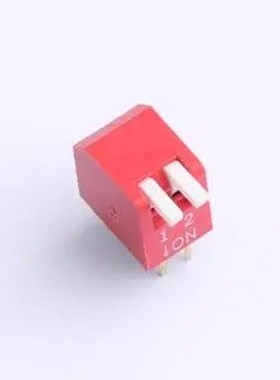 DSDP-02-R 琴键式拨码开关 2.54mm间距, 侧柄2PIN/位 红色侧拨 高