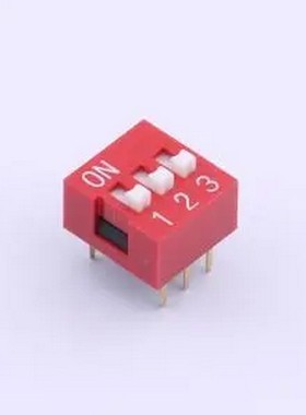 DSWB03LHGETR 2.54mm 宽体红色3位插件拨码开关 插件,P=2.54mm 拨