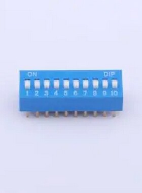 TA-10R 拨码开关蓝色10P-180度 间距2.54mm 立式直插正拨平拨10位