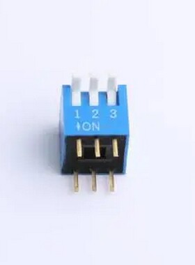 DP-3-B-T 2.54mm间距 3位 琴键式 直插侧拨 蓝色 拨码开关 插件,P