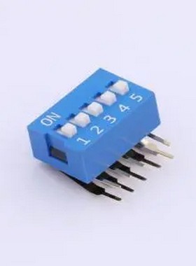 DA-05-B-T 蓝色90度弯脚 5位 KE拨码开关 插件,P=2.54mm 拨码开关