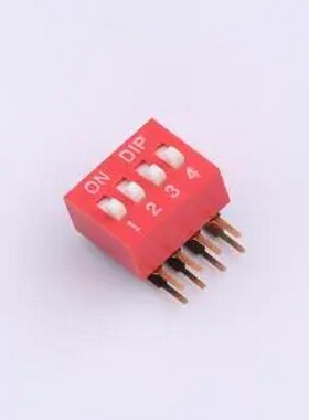 DA-04-R 拨码开关2.54mm间距,弯脚90度侧插 红色 4PIN/位 高推 插
