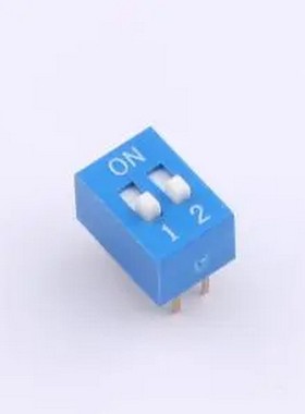 DS-2-B-T 2.54mm间距 2位 直插平拨凸起式 蓝色 拨码开关 插件,P=