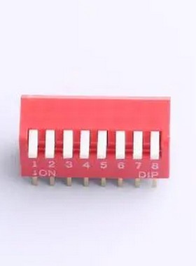 DL-08HT 2.54mm间距 8位 琴键式 直插侧拨长柄 红色 拨码开关 插