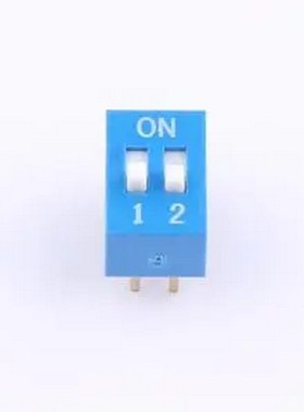 TA-02R 拨码开关蓝色02P-180度 间距2.54mm 立式直插正拨平拨2位D